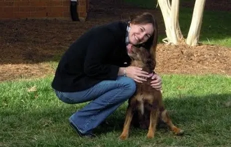 Woman with her adopted dog