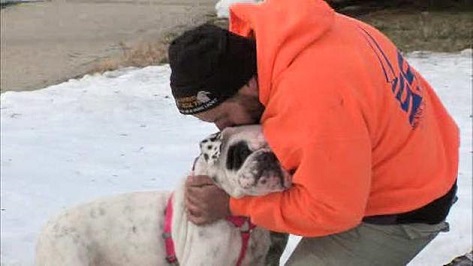 Man reunited with bulldog after 2 years