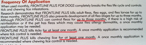 How often to give a dog Frontline Plus