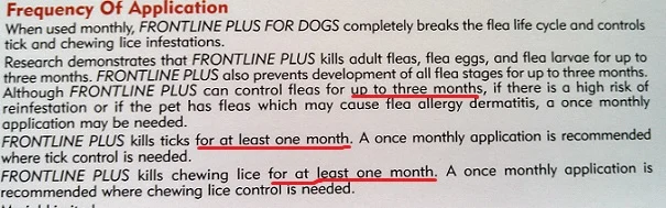 How often to give a dog Frontline Plus