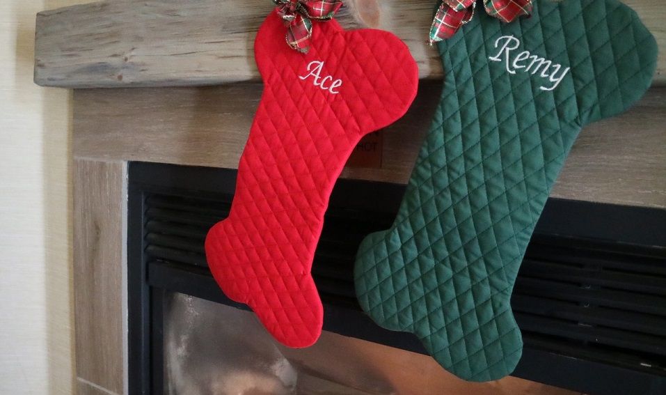 Dog bone Christmas stockings