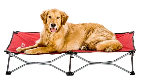 Red portable dog cot from Carlson Pet Products