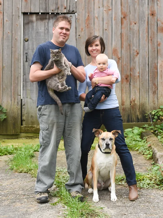 Family photo with our dog and cat