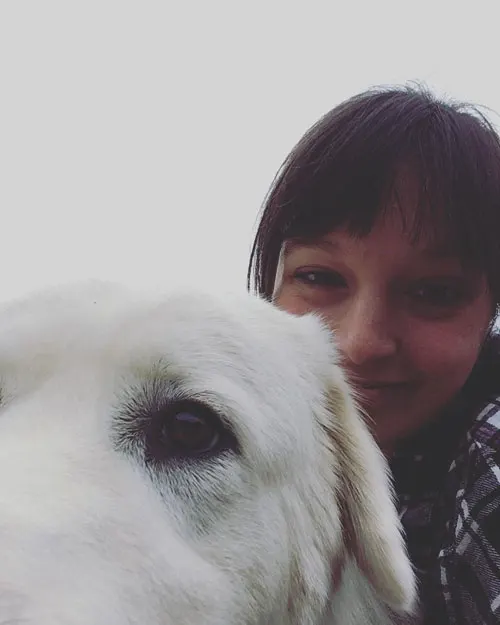 April with her livestock guardian dog