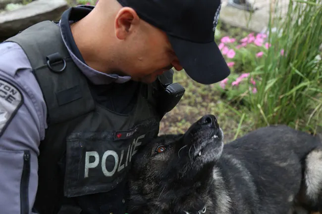 Police officer with a police service dog