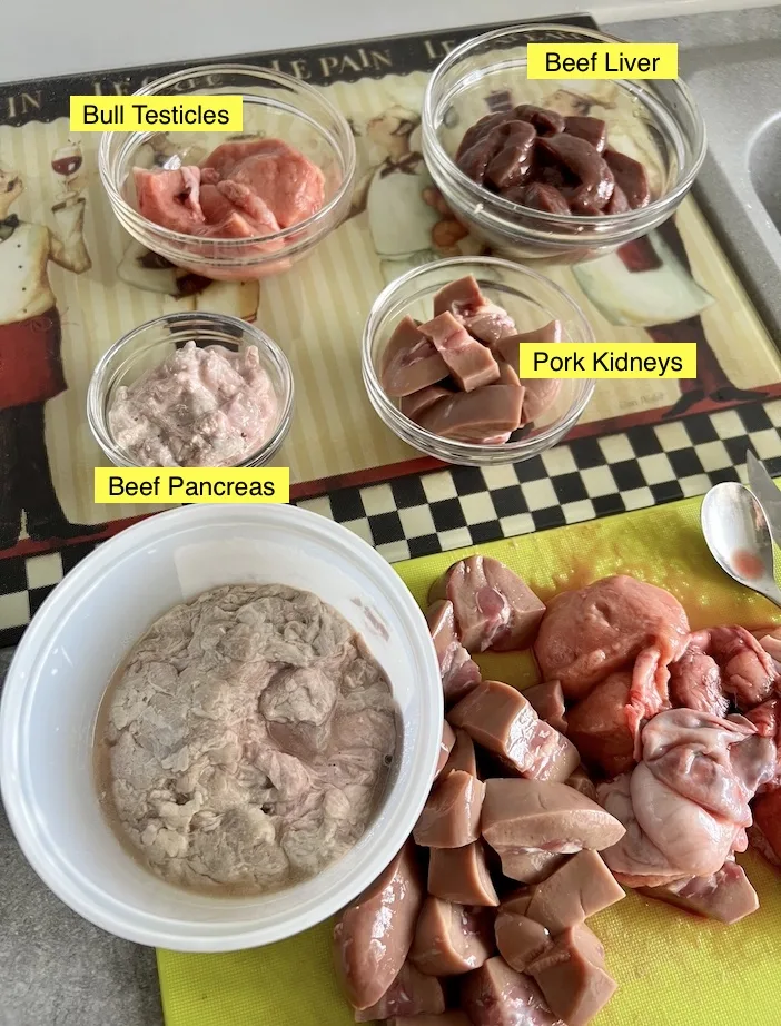 Secreting organ meat for dogs - recipe ingredients