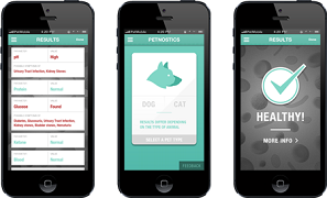 Petnostics app screens on iPhone