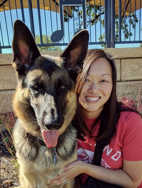 KL and her German shepherd