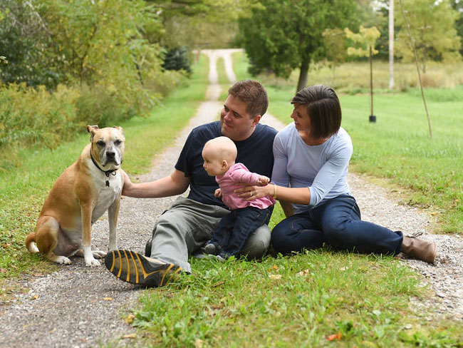 Family photo with our dog Baxter