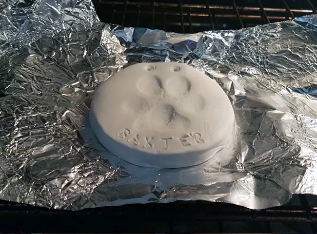 Making a paw print Christmas ornament